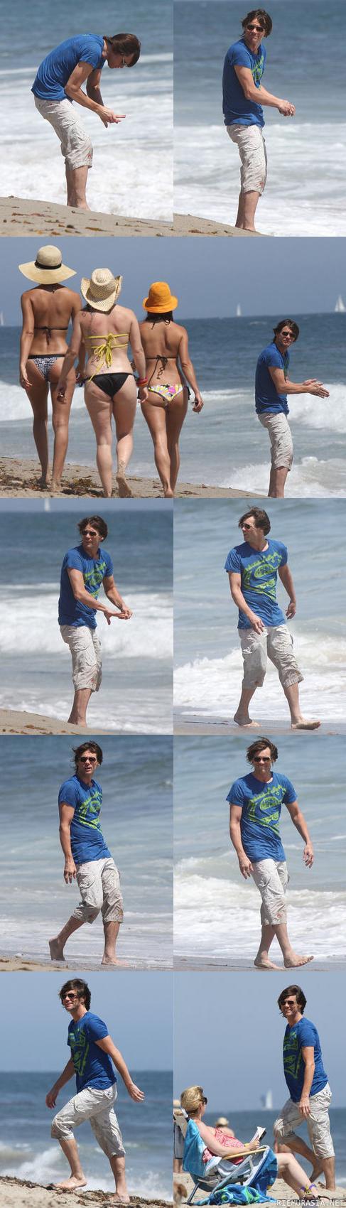 Checking out the birds.. - Jim Carrey tiiraili naisia rannalla.
