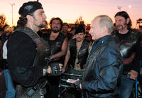The President of Russia with the head of the Russian Hells Angels.