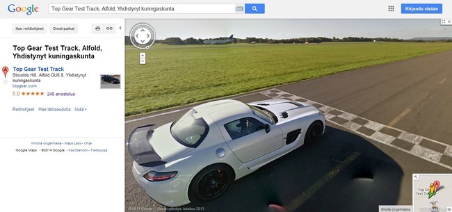 Top Gear ja Google streetview - The Stig lähdössä suorille katunäkymäkaaran kanssa!