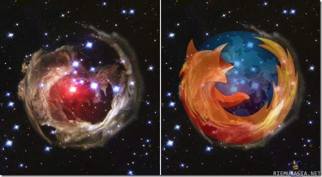 Firefox logo avaruudessa