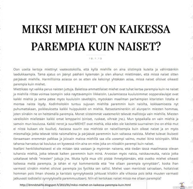 Miehet parempia kuin naiset?