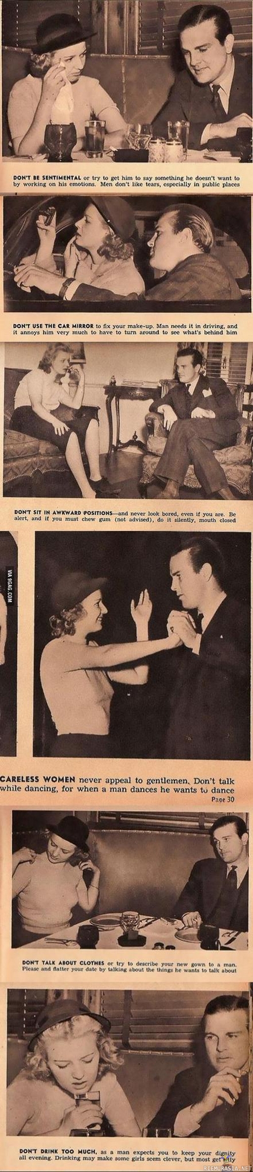 Naisille vinkkejä treffeille - Treffivinkit vuodelta 1938