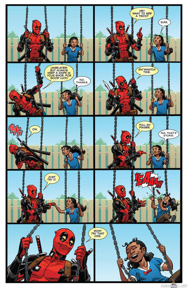 Deadpool tekee tempun - Deadpool hassuttelee.