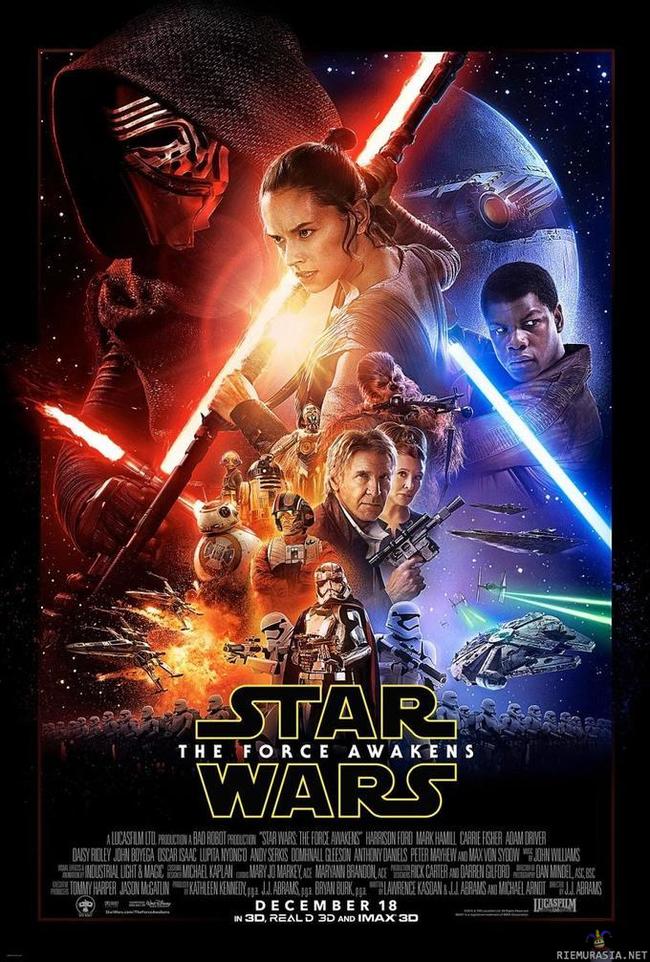 Force Awakens juliste - Virallinen uuden Star Wars elokuvan juliste, vanhojen elokuvien / julisteiden tyyliin.