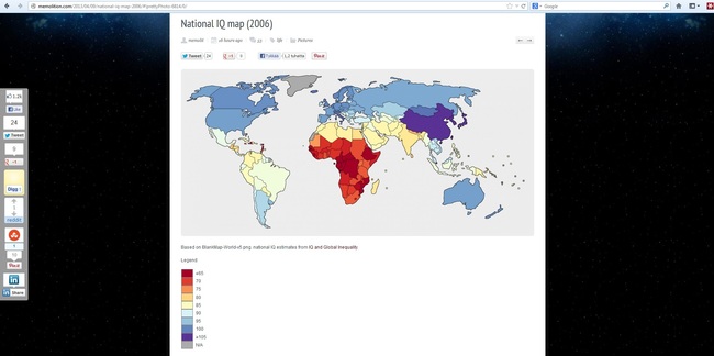 National QI map - National IQ estimates from IQ and Global Inequality.