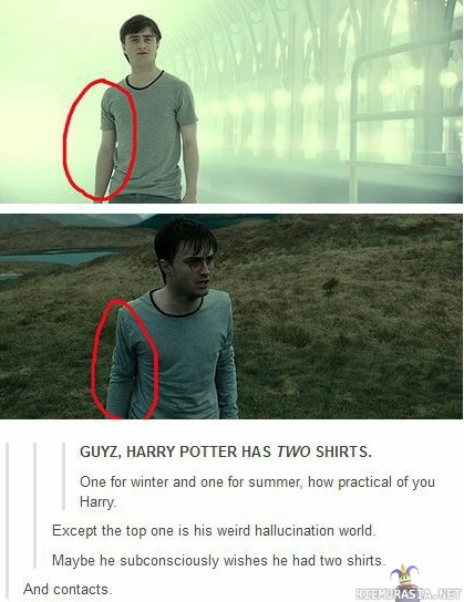 Harry has two shirts - How practical of you, Harry!