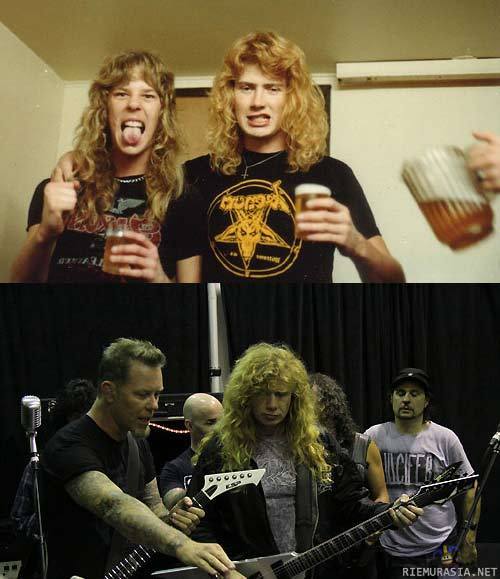 Hetfield ja Mustaine 30 vuotta sitten ja tänään. - Jotkut muuttuvat, jotkut eivät.