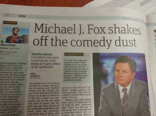 Michael J. Fox lehdessä - Kirjottajalla ollu hauskaa.