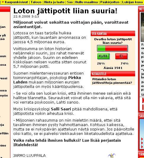 Lotto - Voiko rahaa olla liikaa?