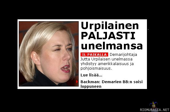 Iltalehden kuva  - Oiskohan arkistoista löytyny parempaa Urpilaisen kuvaa.