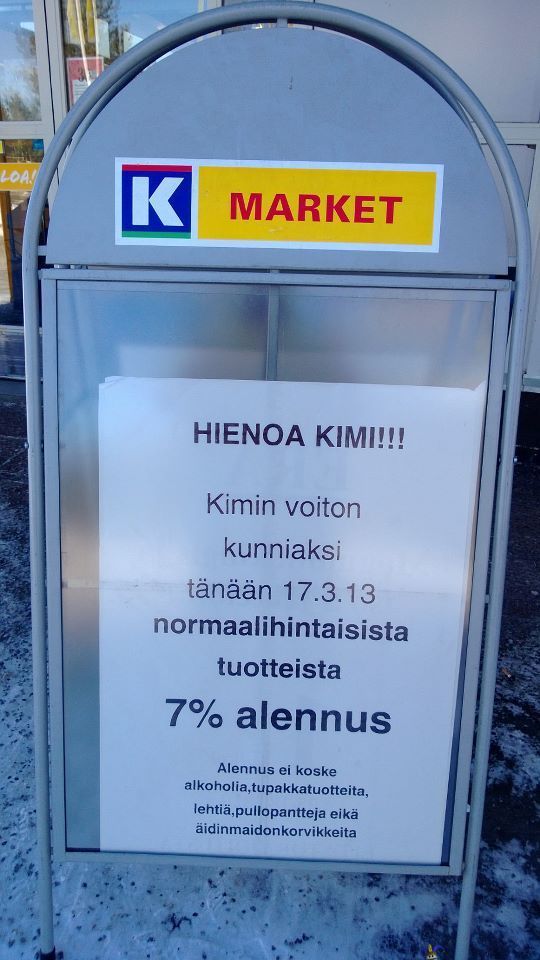 Kimin voiton kunniaksi 7% alennus - Kimi = god