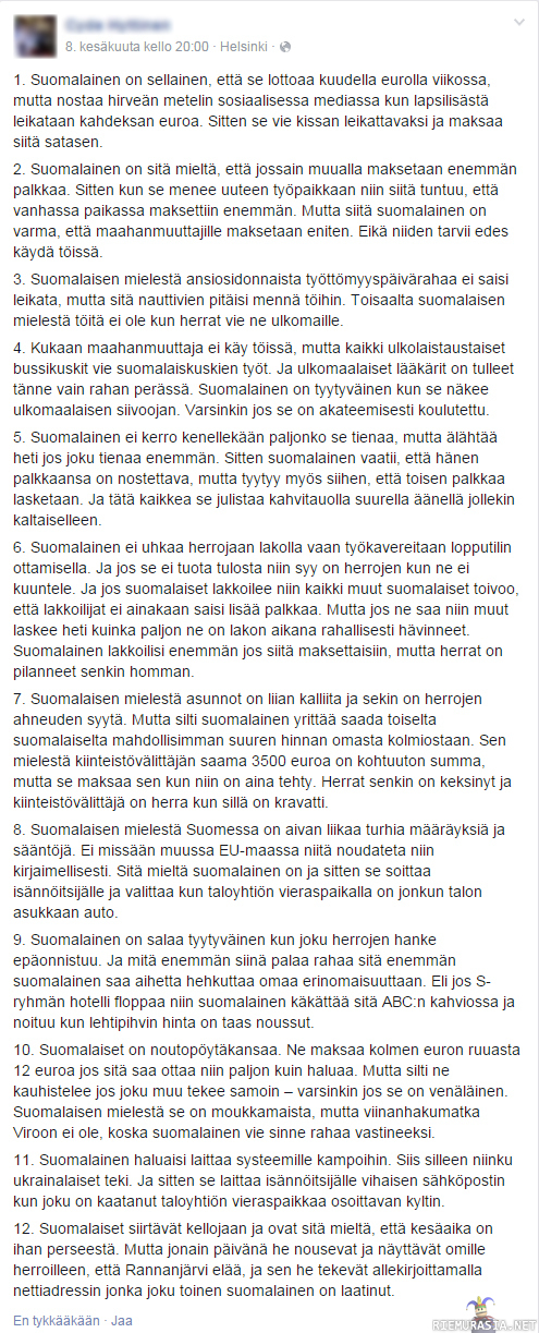 Suomalaisuus pähkinänkuoressa