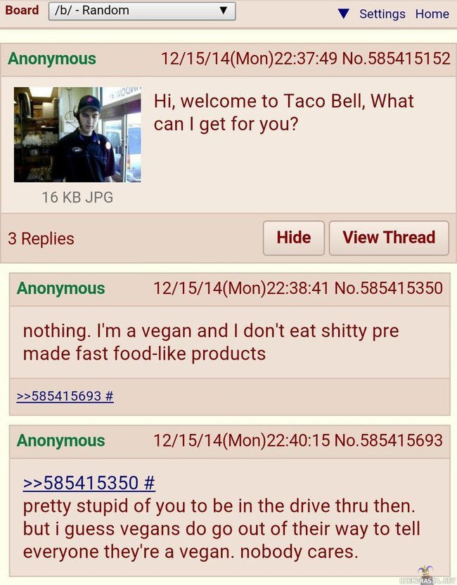 Taco Bell - autokaistalle sattuu vihannes