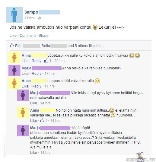 Sampon varpaat - ja Marja pahoittaa mielensä