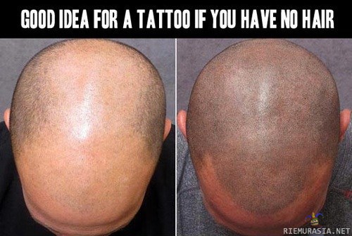 Tatuointi idea päähän - on niitä huonompiakin tatuointeja nähty.