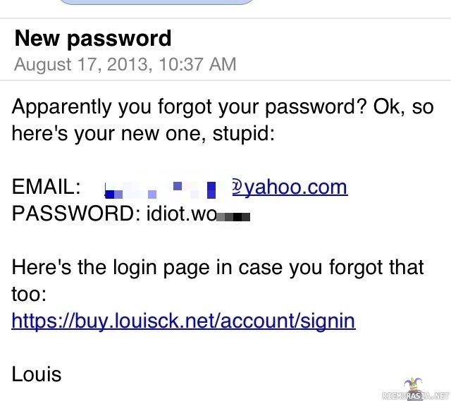Jos unohdat salasanan Louis CK:n sivuille