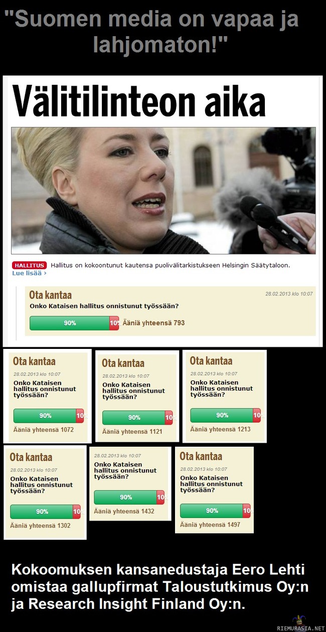 Suomen mediaa ei lahjota! - Melkein voi vaikuttaa tulokseen äänestämällä.