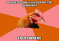 Where did Sally go during the bombing?