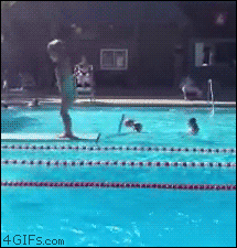 Backflip to a pool