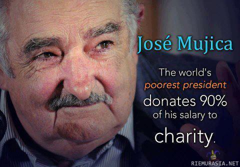 José Mujica - Maailman köyhin presidentti joka antaa 90% tuloistaan hyväntekeväisyyteen