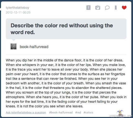 Describe the color red without using word red