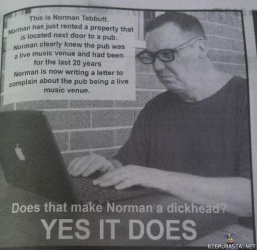 Norman the dickhead - vuokraan asunnon pubin vierestä jossa on soitettu live-musiikkia jo 20-vuotta