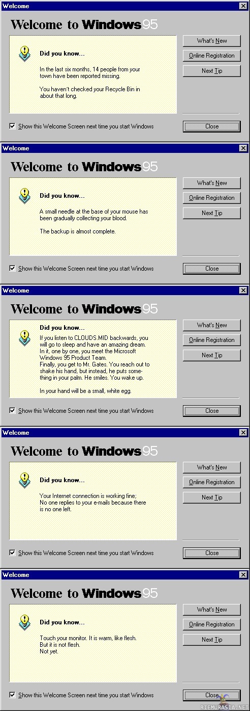 Windows 95 - welcome screens