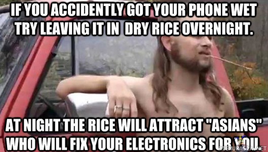 Put your phone in dry rice