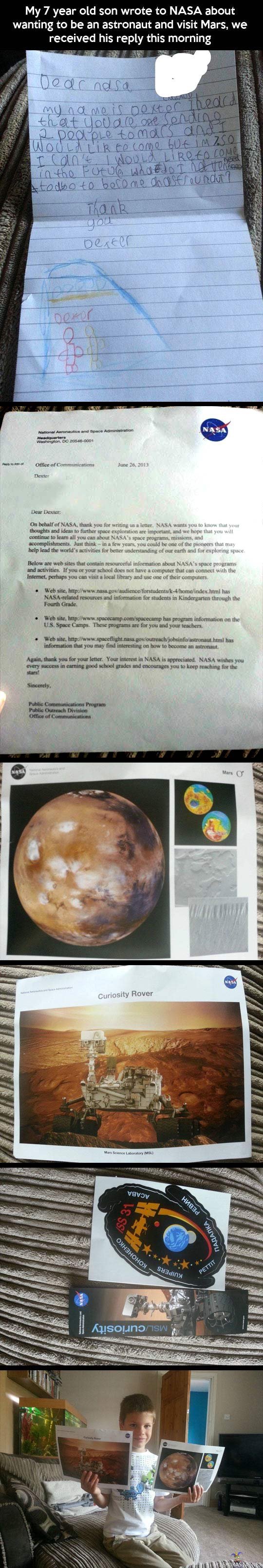 Tuleva astronautti - NASA vastasi pikkupojan kirjeeseen