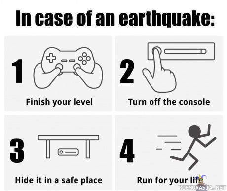 Maanjäristyksen sattuessa