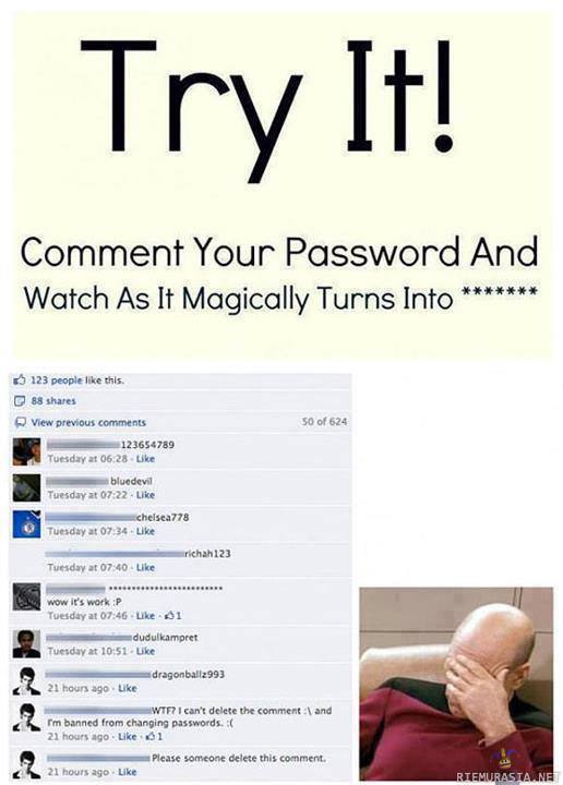 Kirjoita facebookin salasanasi tähän niin se ei näy..