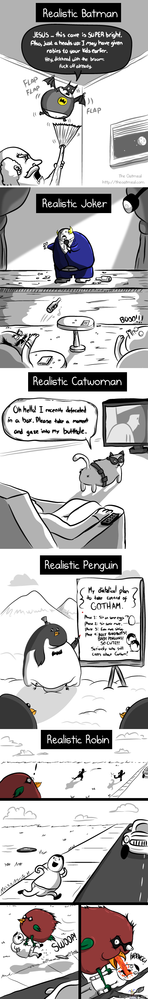 Realistiset batmanhahmot - the oatmeal