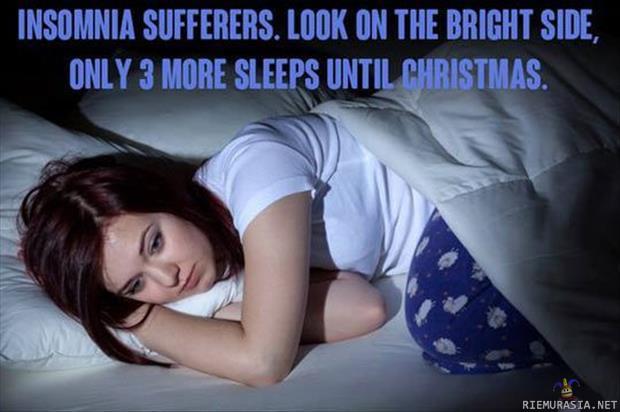 Unettomuudesta kärsiville ilouutisia - enää kolmet yöunet ennen joulua!