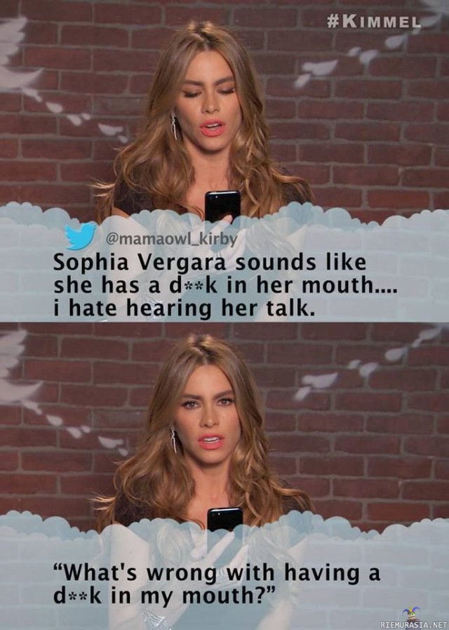 Sophia Vergara - Kuulostaa kuin olisi kukko suussa
