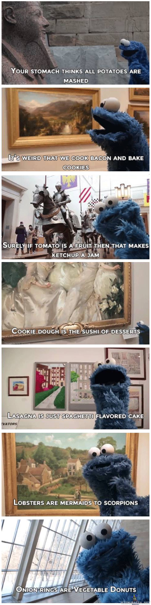 Cookie monsterin ajatuksia - Cookie Monster on suurien ajatusten äärellä