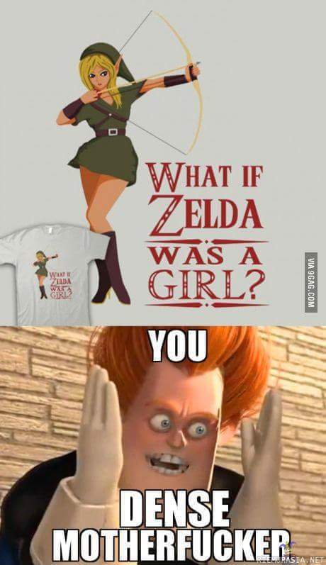 Jos Zelda olisi tyttö - ja jos tuon paidan tekijä tietäisi peleistä jotain olisi kanssa hyvä asia.