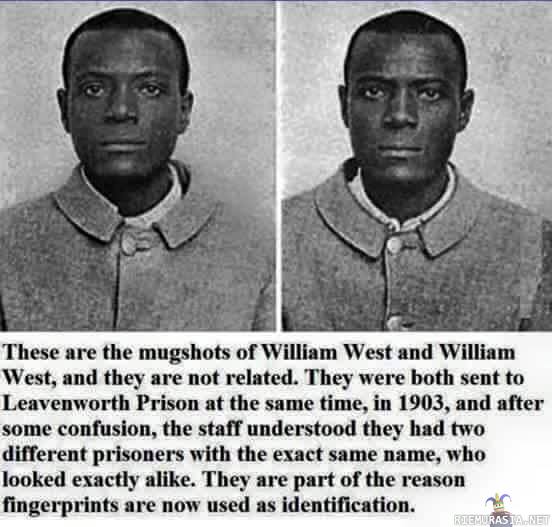 William Westit - Samaa näköä ja sama nimi, ei ihme että sormenjälkiä alettiin käyttämään rikollisten tunnistamisessa