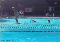 Backflip to a pool