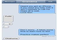 Mummo opettelee tekstailemaan