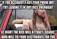 Put your phone in dry rice