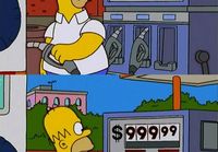 Homer tankkaamassa