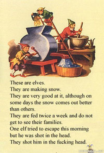 Elves making snow