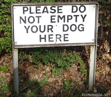 Koiran tyhjentäminen kielletty