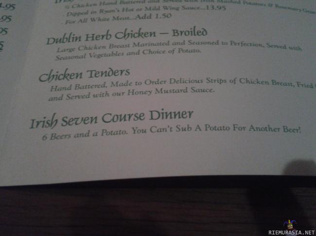 Irish seven course dinner