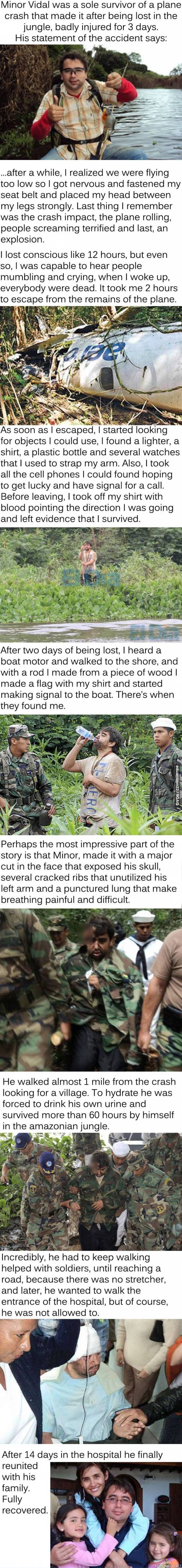 Selviytyjä - Minor Vidal selviytyi lentokoneturmasta elossa ja vietti amazonin viidakossa yksin 60 tuntia