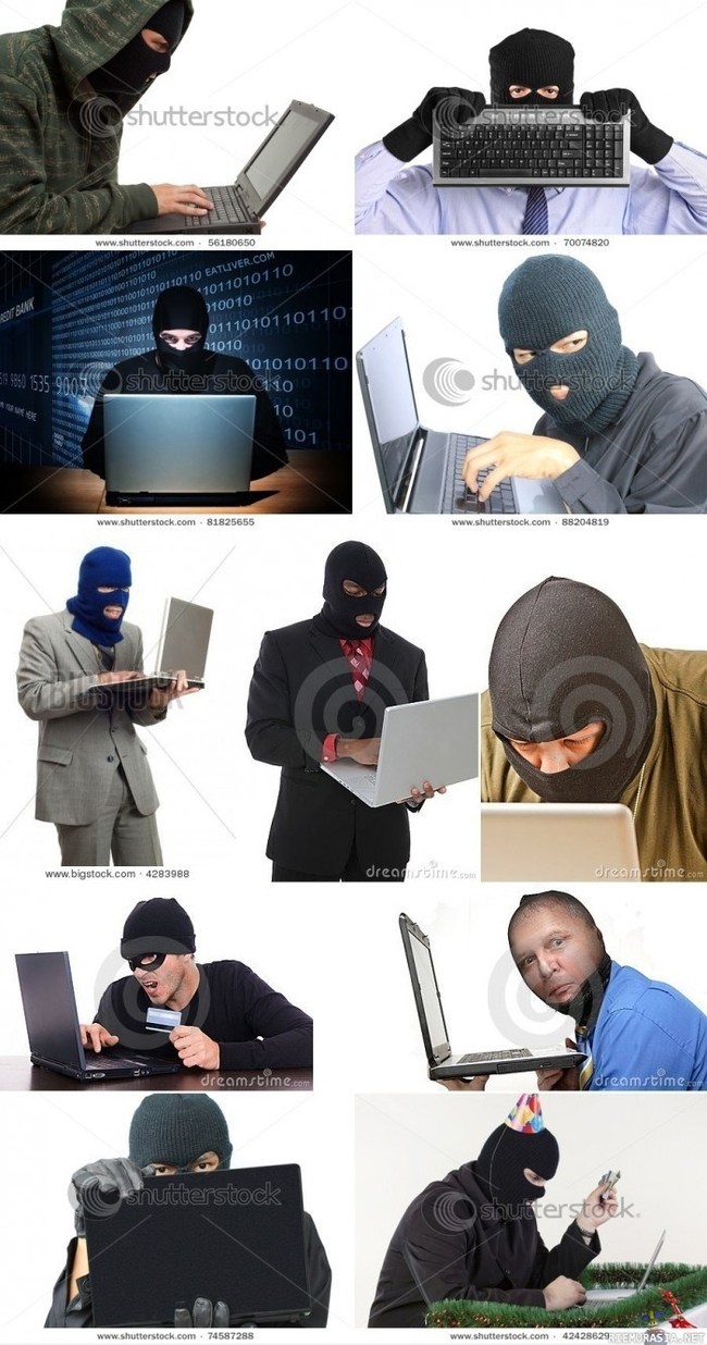 Hakkerit stock photojen mukaan - Varokaa kommandopipopäisiä tietotekniikan käyttäjiä!