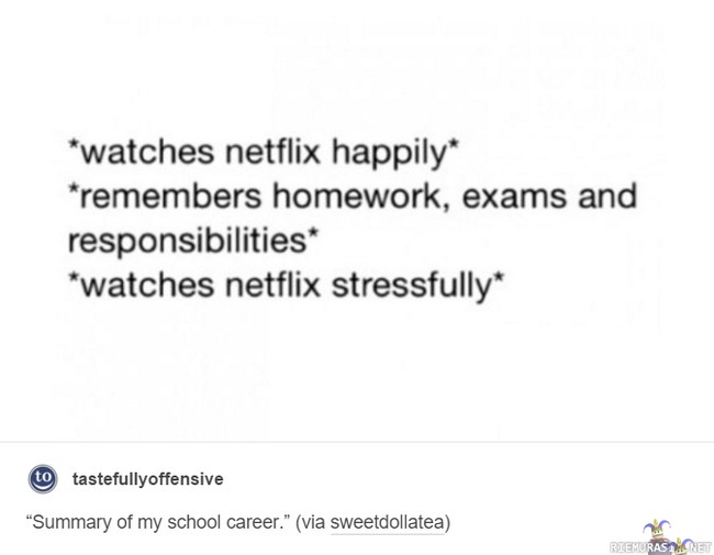 Netflixin katselu - Yhdistettynä opiskeluelämään