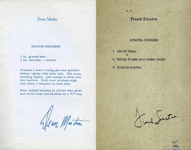 Dean Martin & Frank Sinatra sharing recipes