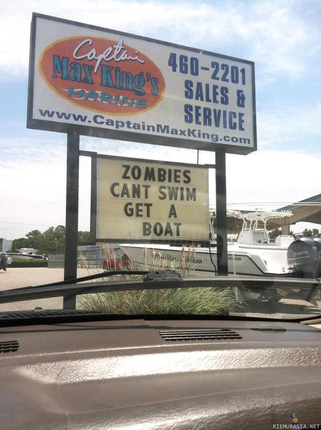 Zombies can´t swim - get a boat