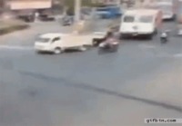 Scooter hit by truck